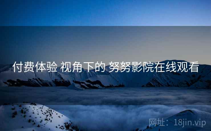 付费体验 视角下的 努努影院在线观看